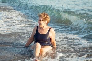 woman and waves